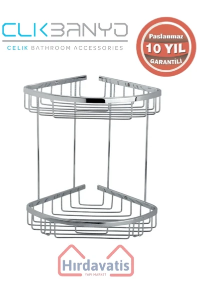 ÇELİK BANYO Paslanmaz Pirinç Zerrin İkili 18x18cm Sabunluk Şampuanlık Ve Köşe Süngerlik ürün görseli 1