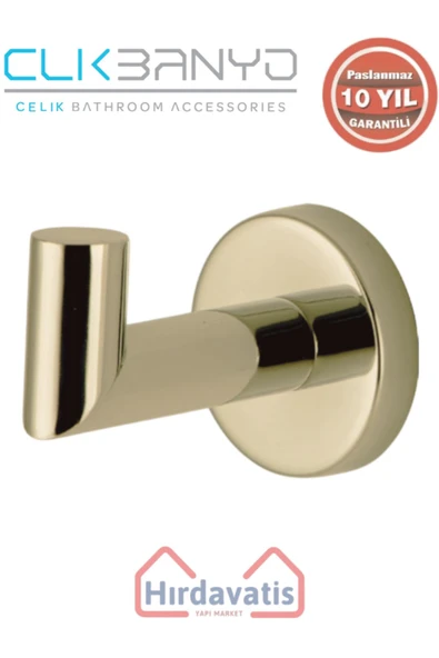 ÇELİK BANYO Paslanmaz Pirinç Flora Bornozluk Tekli Altın Sarı Gold ürün görseli 1