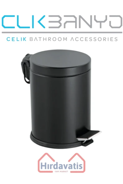 ÇELİK BANYO Paslanmaz Çelik Pedallı Çöp Kovası 5lt Siyah ürün görseli 1