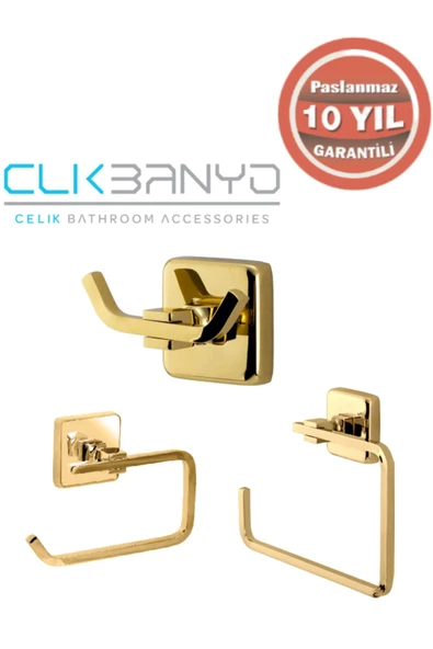 ÇELİK BANYO Paslanmaz Pirinç Banyo Aksesuar Set Bornozluk-Açık Kağıtlık-Havluluk ürün görseli 1