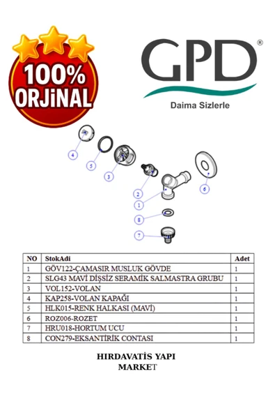 GPD CMS30 Çamaşır Musluk - Resim 5