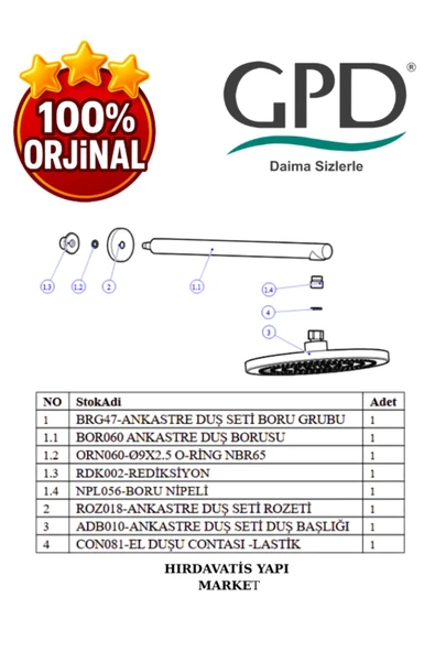 GPD ADS14 Ankastre Duş Başlığı (Ø250) - Resim 5