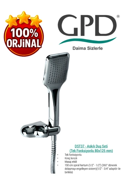GPD DST37 Askılı Duş Seti (Tek Fonksiyonlu 80X125) ürün görseli 1