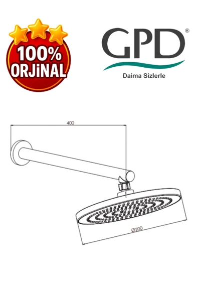 GPD ADS07 Ankastre Duş Başlığı (Ø200) - Resim 2