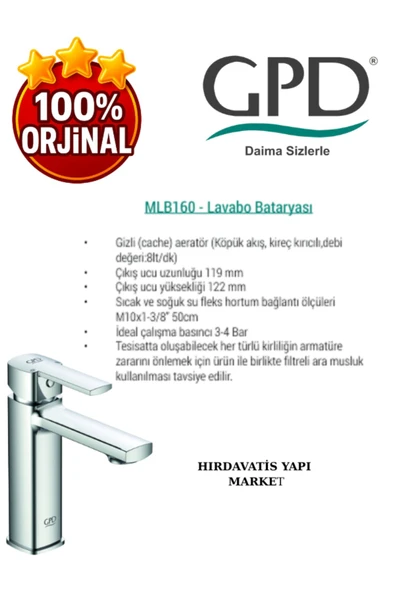 GPD Pedra MLB160 Lavabo Bataryası - Resim 4