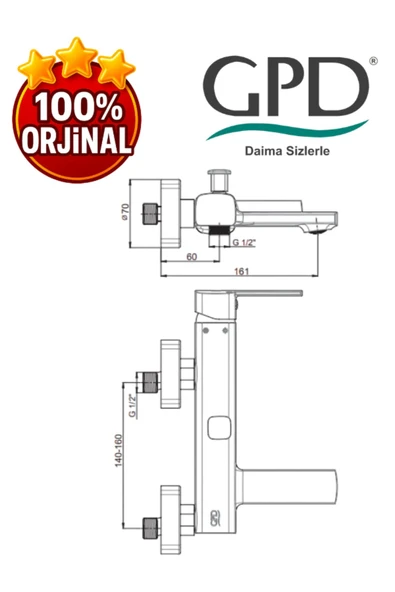 GPD Pedra MBB160-S Banyo Bataryası - Resim 2