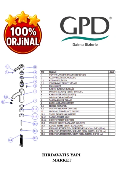 GPD Felis MLB75 Lavabo Bataryası - Resim 5