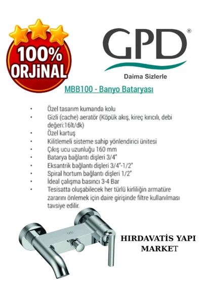 GPD Frezia MBB100 Banyo Bataryası - Resim 4