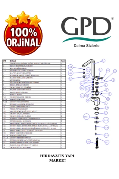 GPD Ritmo MTE85 Tek Gövde Eviye Bataryası - Resim 5