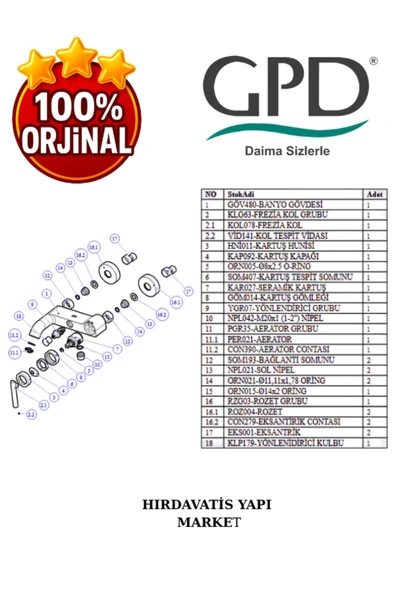 GPD Frezia MBB100 Banyo Bataryası - Resim 5