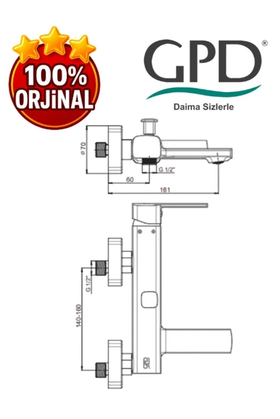 GPD Pedra MBB160 Banyo Bataryası - Resim 2