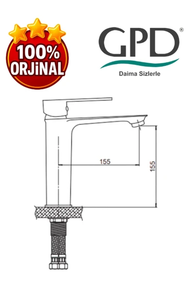 GPD Provido MLB155 Lavabo Bataryası - Resim 2