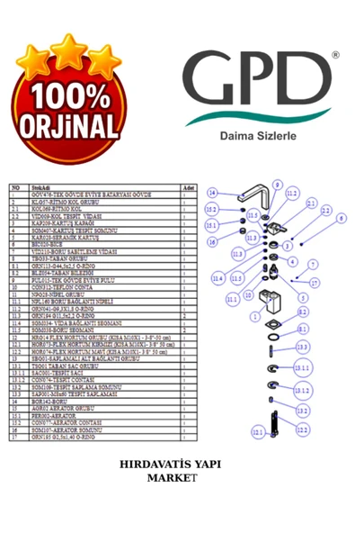 GPD Ritmo MTL85 Tek Gövde Lavabo Bataryası - Resim 5