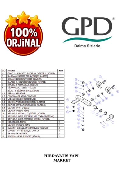 GPD Pedra MBB160-S Banyo Bataryası - Resim 5