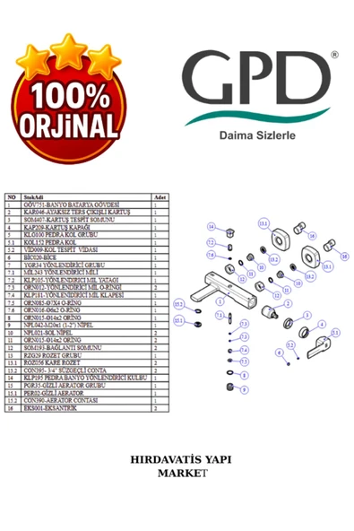 GPD Pedra MBB160 Banyo Bataryası - Resim 5
