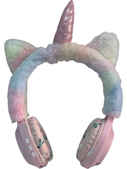 BK-681 Peluş Unicorn Kablosuz 5.0 Mikrofonlu Sd Kart Girişli Kulak Üstü Bluetooth Kulaklık ürün görseli 1