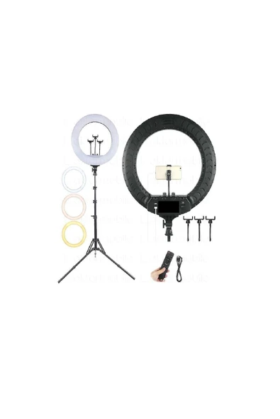 Led Rl-21 Inç 220v Girişli 3 Adet Telefon Tutacaklı+uzaktan Kumanda+çantalı Selfie Işığı ürün görseli 1