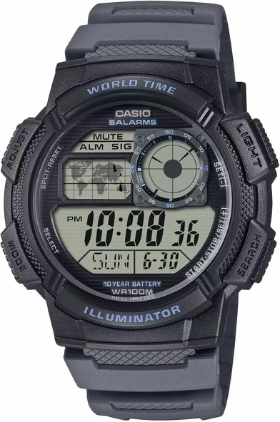 Casio AE-1000W-8AVDF Quartz Silikon Gri 45 mm Erkek Kol Saati ürün görseli 1