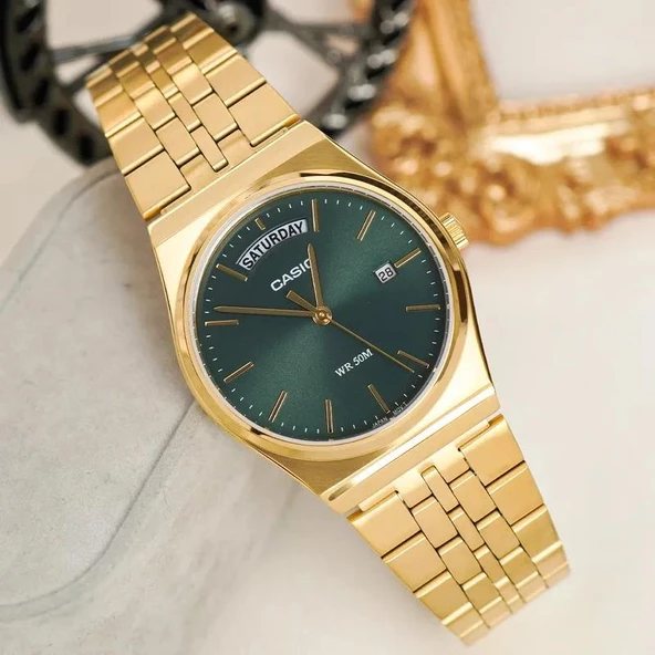 Casio MTP-B146G-3AVDF Quartz Çelik Altın Rengi Yeşil Kadran 35 mm Erkek Kol Saati ürün görseli 1