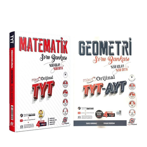 Orjinal TYT Mikro Matematik ve Geometri Soru Bankası Seti 2 Kitap ürün görseli 1