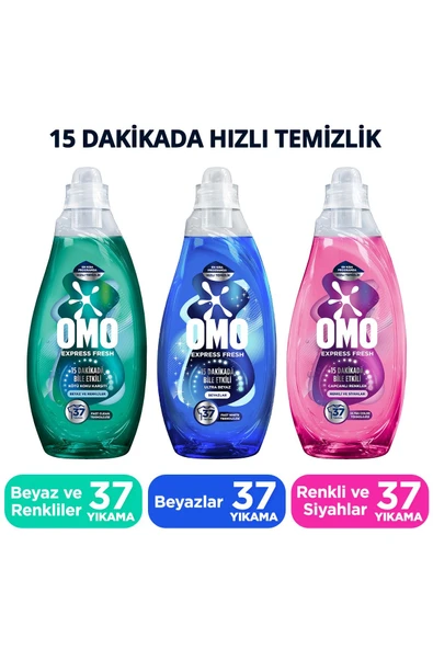 OMO Express Fresh Sıvı Deterjan 1480 ml Ultra Beyaz X1 Renkli Ve Siyahlar X1 Kötü Koku Karşıtı X1 ürün görseli 1