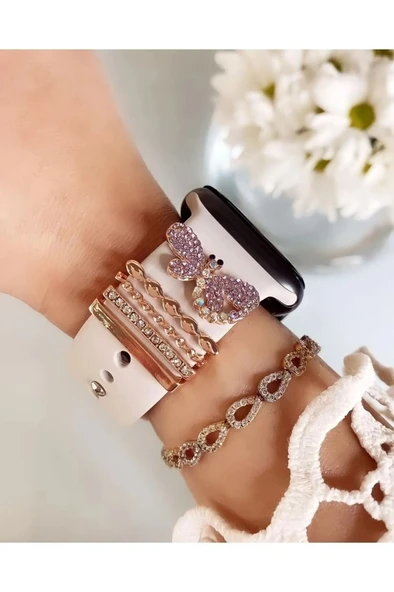 Watch Uyumlu Kelebek Figürlü Saat Kordon Charm Aksesuar Renk ürün görseli 1