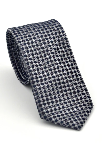 Füme Karışık Desenli Gri Dokuma Kumaş Mendilli Slim Fit Kravat // SDK-2502-4 ürün görseli 1