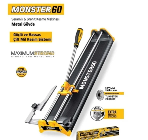 sgs 135 Monster 60 Profesyonel Fayans Granit Kesme Makinesi 60cm - Metal Gövde ürün görseli 1