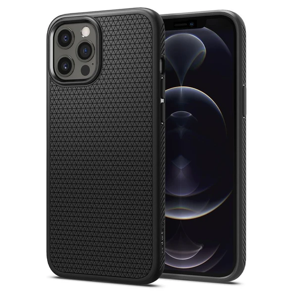 Spigen iPhone 12 / iPhone 12 Pro ile Uyumlu Kılıf Liquid Air Matte Black ürün görseli 1