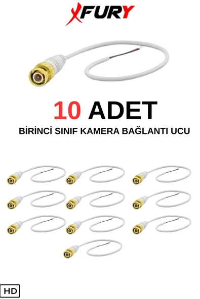 FURY 10 Adet A Kalite Kablolu Hazır BNC Kablolu Konnektör ürün görseli 1