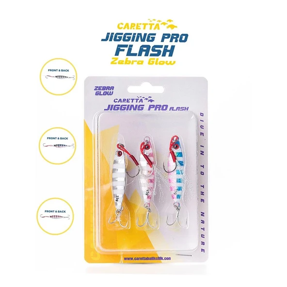 Caretta Jigging Pro Flash Zebra Glow Jig Yem - Resim 2