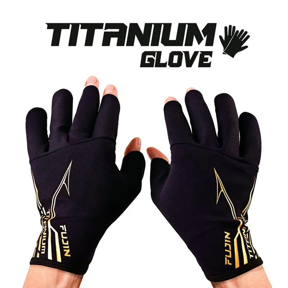 Fujin Titanium Gloves Black Gold Balıkçı Eldiveni - Resim 3