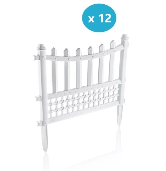 Omnipazar SY-5998 Elite Plastik Dekoratif Bahçe Çiti 12'li Set 60x55 cm Beyaz ürün görseli 1