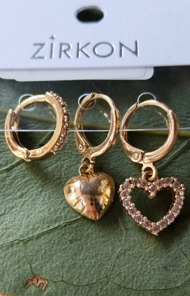 Monalisa Home Gold Renk Lüks Gösterişli  Figürlü Üçlü Küpe ürün görseli 1