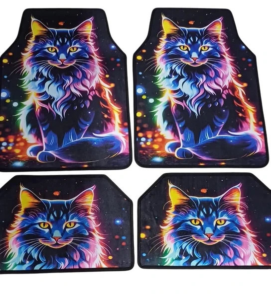 Aktunç Kedi Desenli Oto Paspas 4 LÜ SET ürün görseli 1