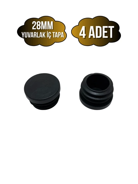 Yuvarlak Demir Profil İç Tapa Geçme Plastik Ayak Geçme Koruma Plastiği(28MM)(SİYAH) Siyah 28mm SİYAH - 4 ADET ürün görseli 1