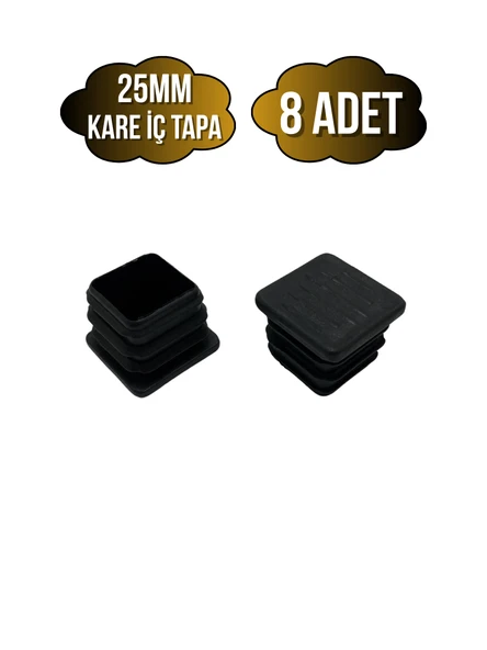 Kare Demir Profil İç Tapa Geçme Plastik Ayak Geçme Koruma Plastiği(25MM)(SİYAH) Siyah 25mm SİYAH - 8 ADET ürün görseli 1