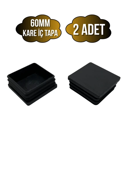 Kare Demir Profil İç Tapa Geçme Plastik Ayak Geçme Koruma Plastiği(60MM)(SİYAH) Siyah 60mm SİYAH - 2 ADET ürün görseli 1