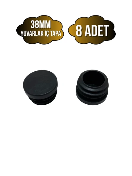 Yuvarlak Demir Profil İç Tapa Geçme Plastik Ayak Geçme Koruma Plastiği(38MM)(SİYAH) Siyah 38mm SİYAH - 8 ADET ürün görseli 1