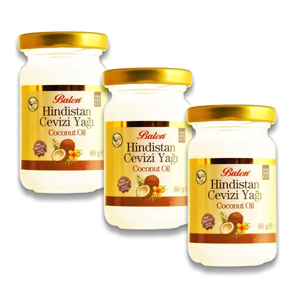Balen Hindistan Cevizi Yağı 80 gr Katı Soğuk Pres x 3 Adet ürün görseli 1