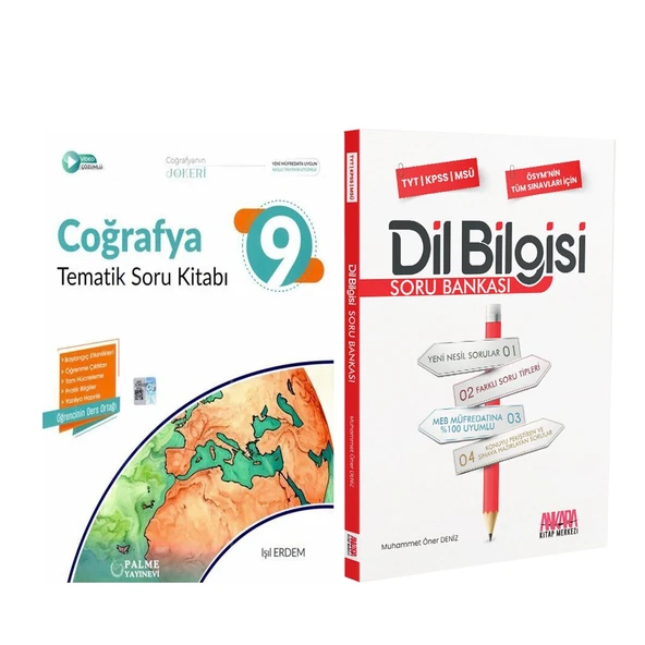 Palme 9.Sınıf Coğrafya ve AKM Dil Bilgisi Soru Bankası Seti 2 Kitap ürün görseli 1