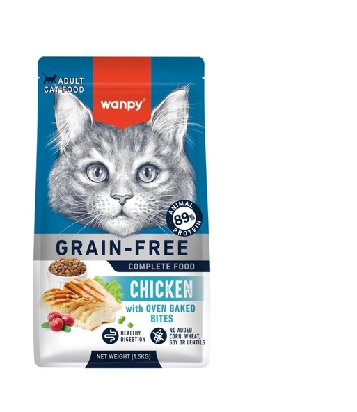 Wanpy Tahılsız Tavuklu Yetişkin Kedi Maması 1,5 kg ürün görseli 1