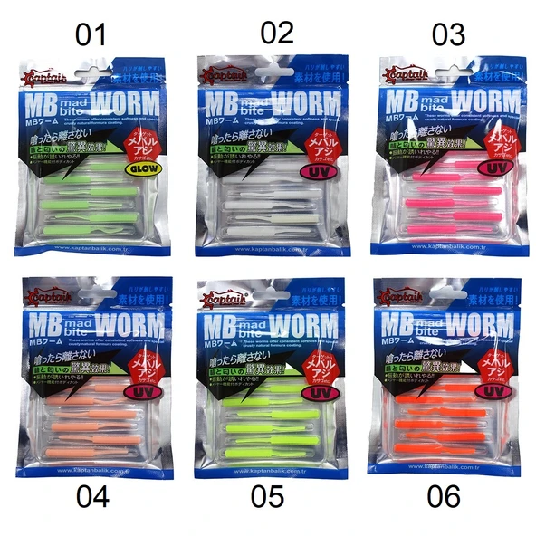 Captain 3520 Mini Worm Floating 5cm Aromalı LRF Silikon Yem (10'lu Paket) ürün görseli 1