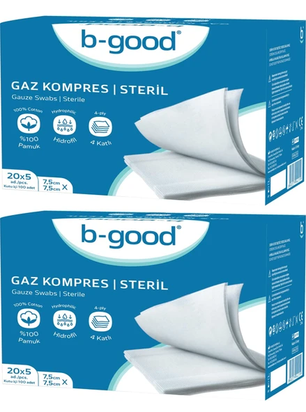 B-Good Gaz Kompres 7,5 x 7,5 cm 100'lü  2 KUTU ürün görseli 1