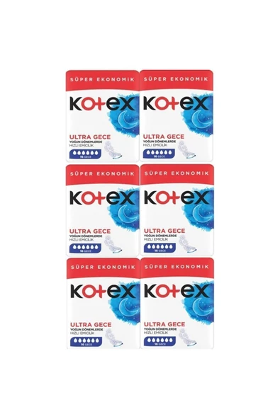 Kotex Ultra Gece Ped 16'Lı 6 Paket ürün görseli 1