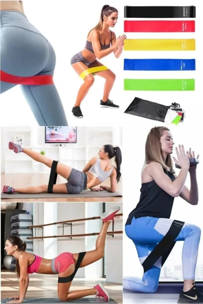 5 Li Set Aerobik Bandı Fitness Egzersiz Plates Direnç Lastiği Crossfit Kas Germe Ve Jimnastik Seti ürün görseli 1