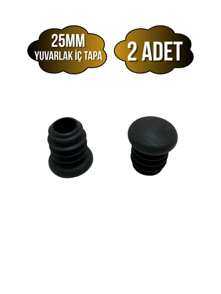 Yuvarlak Demir Profil İç Tapa Geçme Plastik Ayak Geçme Koruma Plastiği(25MM)(SİYAH) Siyah 25mm SİYAH - 2 ADET ürün görseli 1