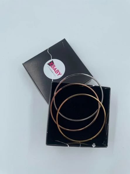 Xbaby Silver,Gold,Rose Gold Renkli 3 Lü Yassı Ajda Bileklik ürün görseli 1