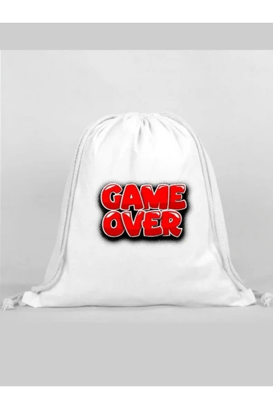 Özcan Tasarım Game Over Baskılı Sırt Çantası - İp Büzgülü Spor Çanta ürün görseli 1