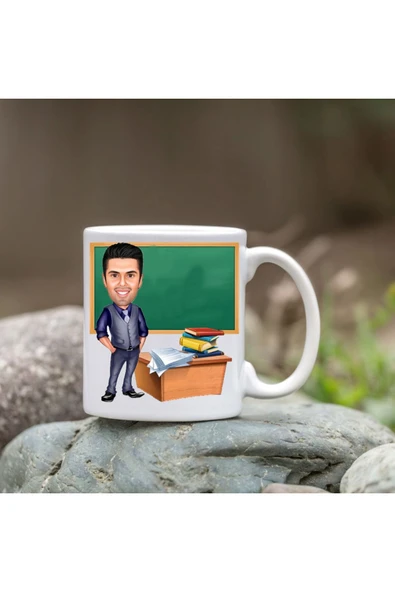 Özcan Tasarım Kişiye Özel Bardak - Karikatür Bardak - Erkek Öğretmen Bardağı ürün görseli 1